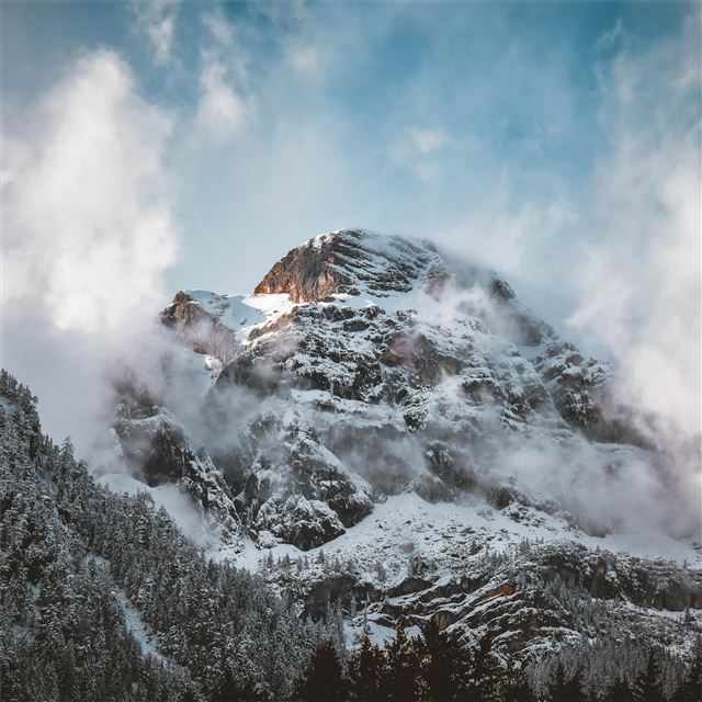 snow covered mountain peak 5k iPad Air wallpaper 