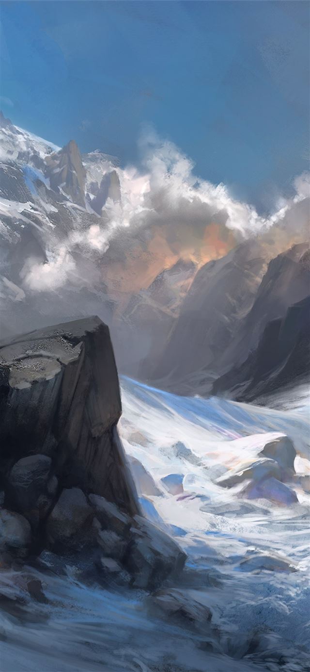 snow landscape mountains iPhone X wallpaper 