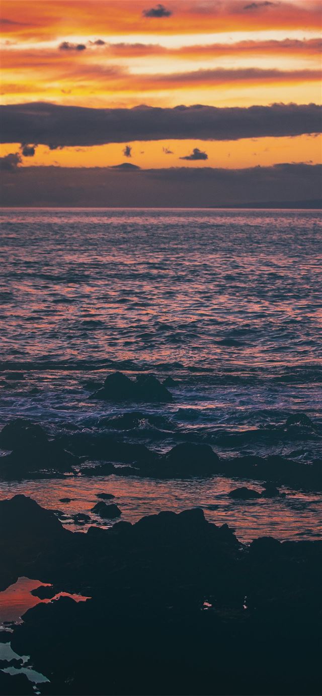 sunset sea evening 5k iPhone 11 wallpaper 