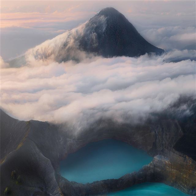 volcanic lakes flores indonesia 4k iPad Pro wallpaper 