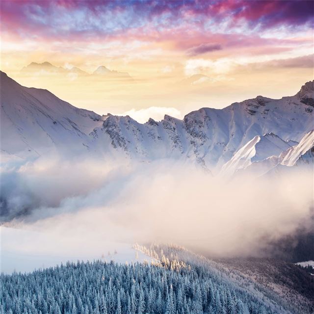 winter mountain snow 4k iPad Air wallpaper 