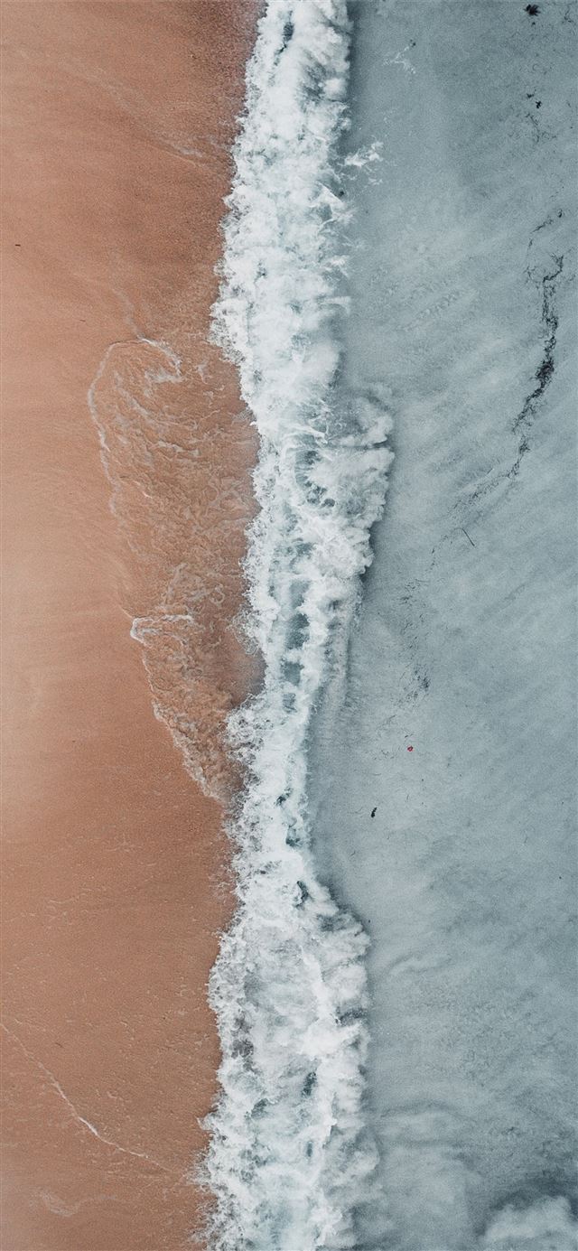 aerial beach waves at sea shore iPhone X wallpaper 