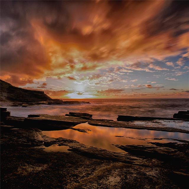 backlit dusk dawn seashore 5k iPad wallpaper 