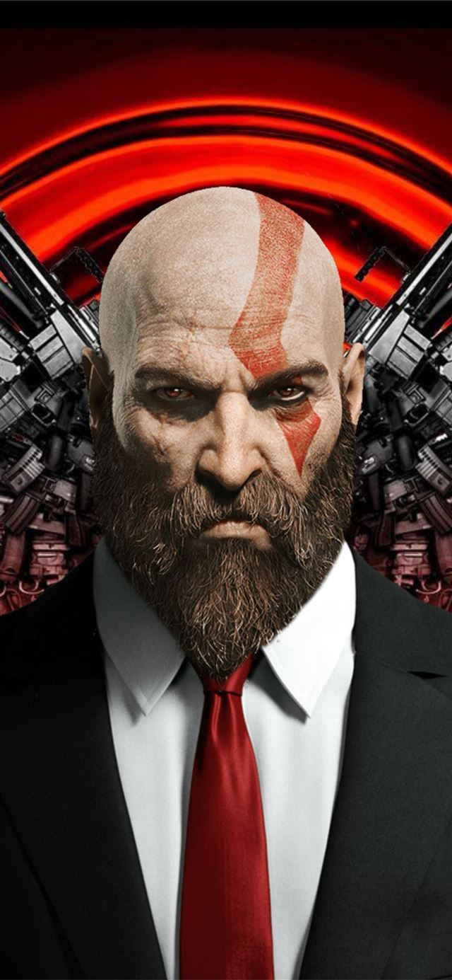 kratos as hitman iPhone X wallpaper 