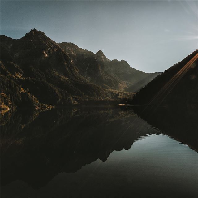 mountain landscape dawn lake reflection 5k iPad Pro wallpaper 