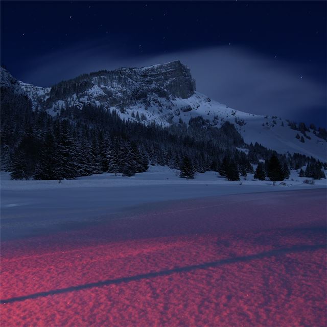 mountains landscape night snow 5k iPad Pro wallpaper 