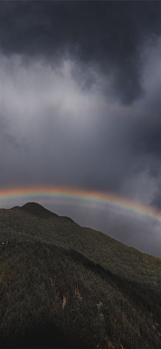 rainbow over mountain landscape iPhone 11 wallpaper 
