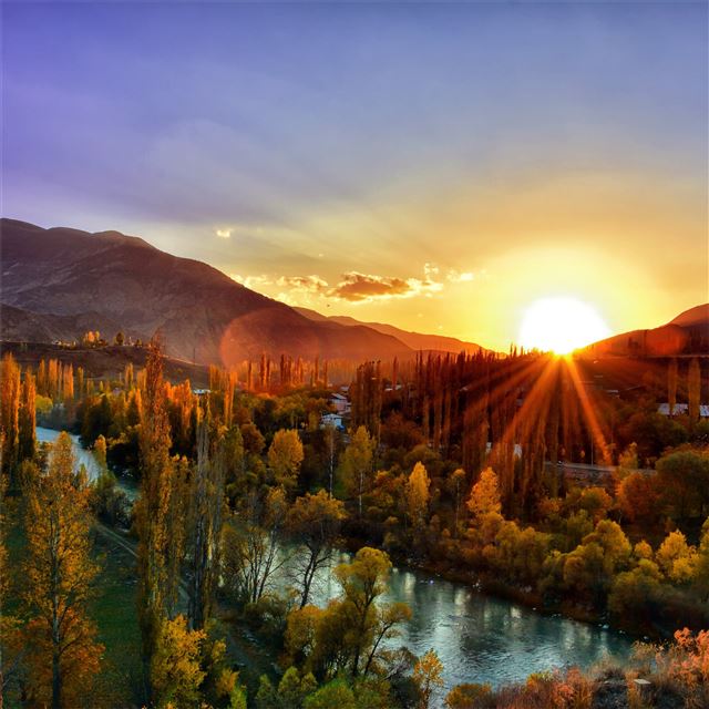 sunset dawn nature mountain landscape kackars 5k iPad Air wallpaper 