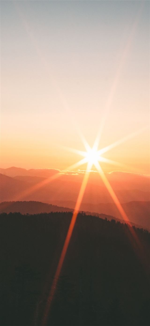 sunset from mountain range 5k iPhone X wallpaper 