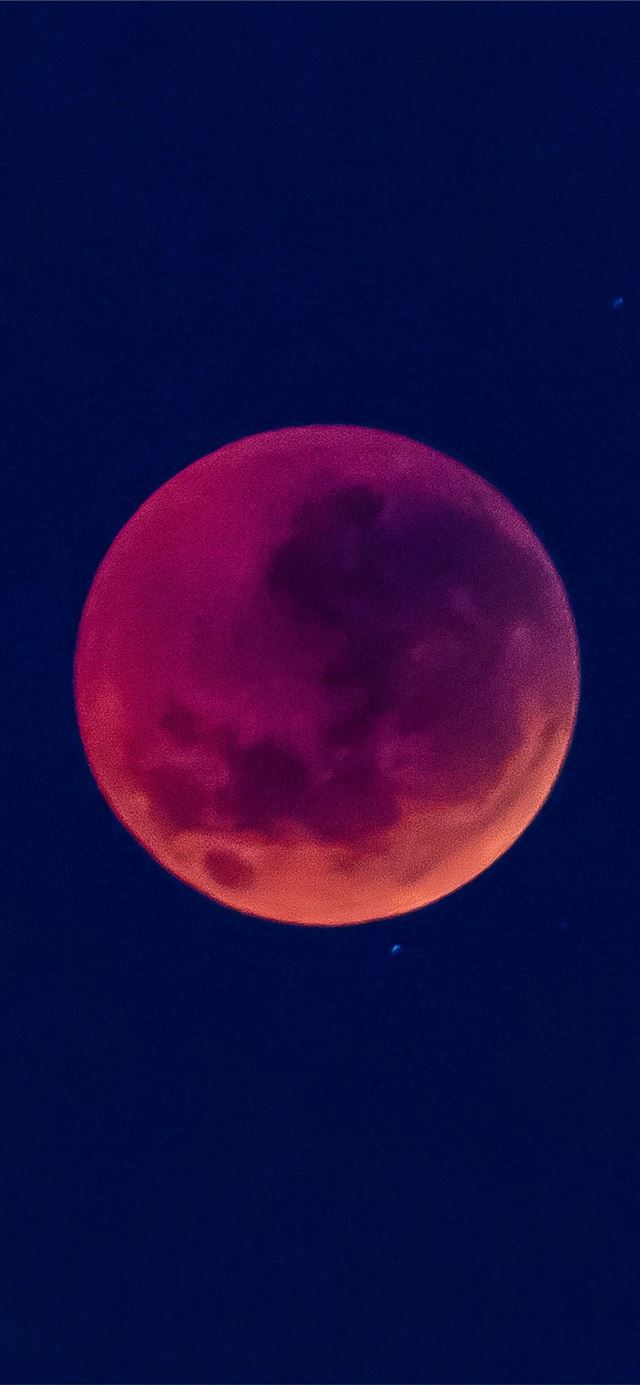 blood red moon in blue sky iPhone X wallpaper 