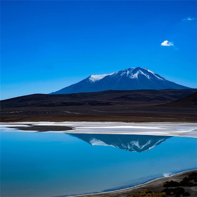 blue lake landscape reflection 5k iPad wallpaper 