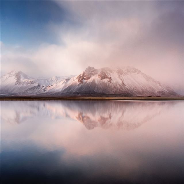 calm lake mountains 8k iPad Air wallpaper 