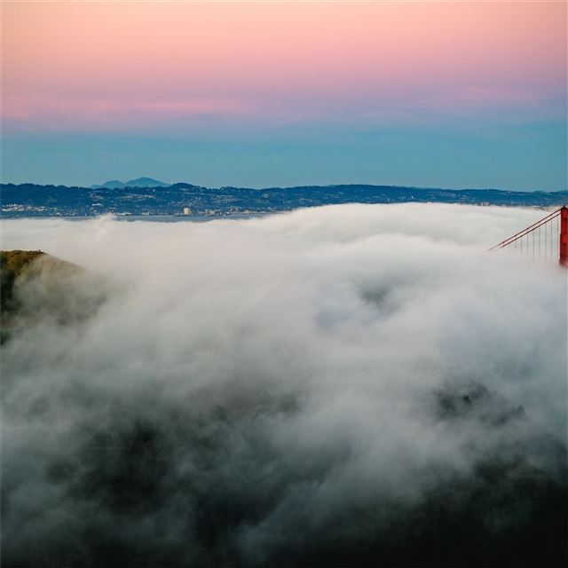 golden gate bridge fogs mountains 5k iPad Pro wallpaper 