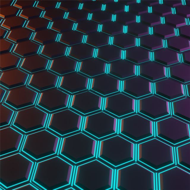 hexagon glowing tiles 5k iPad Air wallpaper 