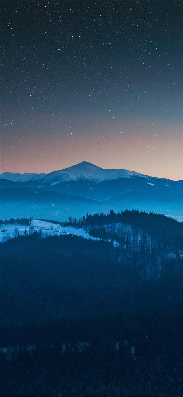 starry night sky evening blue landscape 4k iPhone X wallpaper 