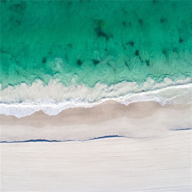 aerial view of beach clear ocaen sand 5k iPad Air wallpaper 