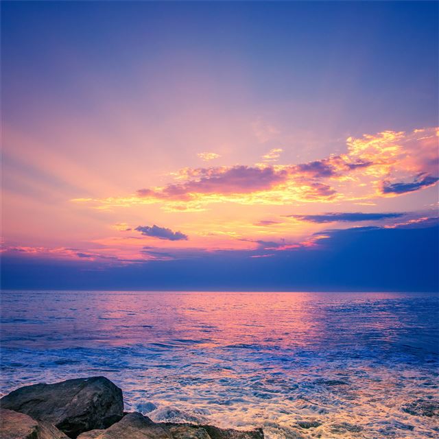 beach rocks ocean 5k iPad Air wallpaper 