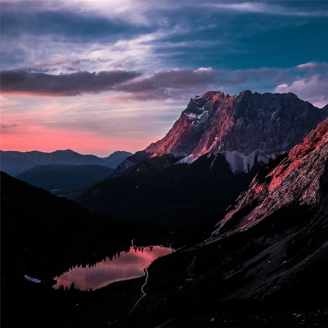 long mountain ranges landscape orange dark sky 5k iPad Air wallpaper 