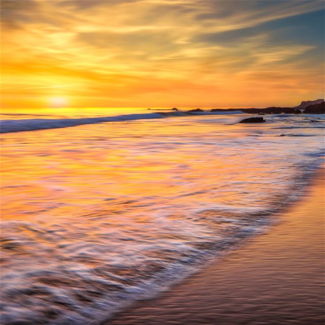 california ocean new port beach long exposure 5k iPad wallpaper 