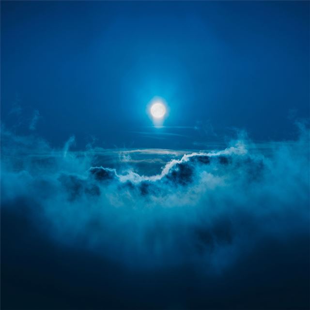 moon night landscape clouds 5k iPad Air wallpaper 