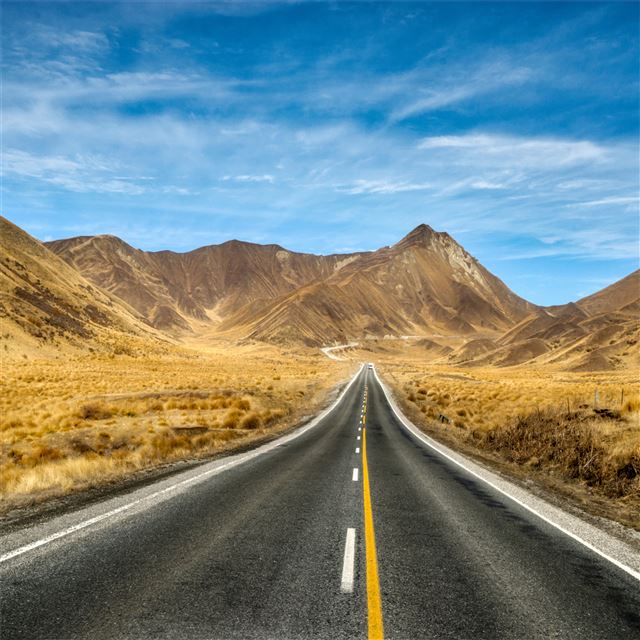 new zealand open roads to mountains 5k iPad wallpaper 