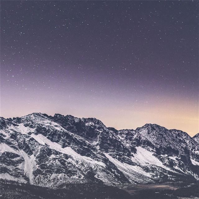 snow covered mountains stars 5k iPad Pro wallpaper 
