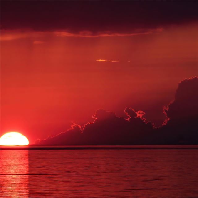 sun setting on lake ontario iPad Pro wallpaper 