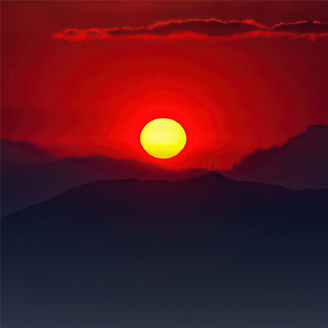 burning mountain sunset 5k iPad Pro wallpaper 