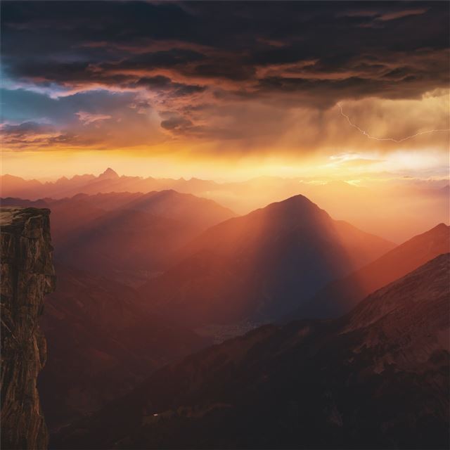 dreamy mountains sunset 8k iPad Air wallpaper 