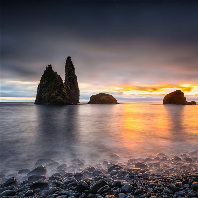 portugal sunrises and sunsets coast stones alagoa ... iPad wallpaper 