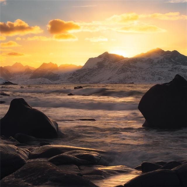 colourful sunset in northern norway 5k iPad Air wallpaper 