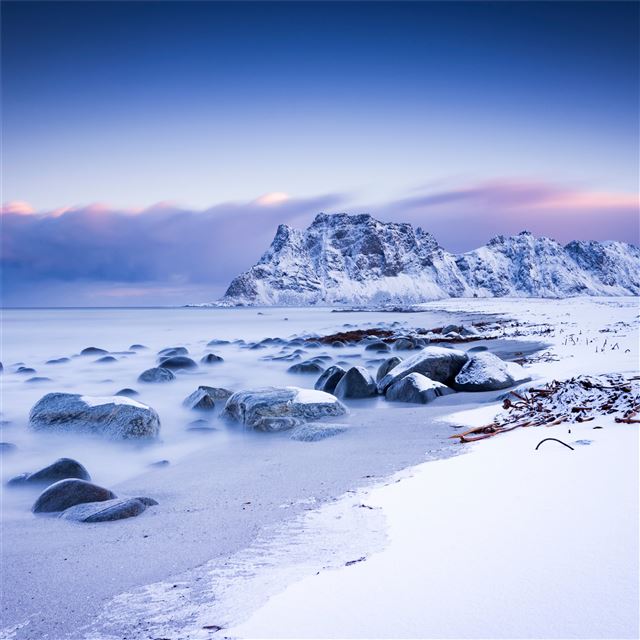 mountains scenery snow 5k iPad wallpaper 