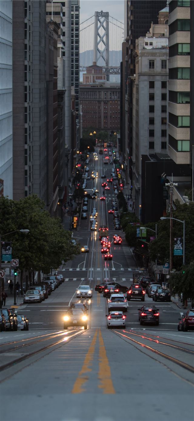photo of roadway between buildings iPhone 11 wallpaper 