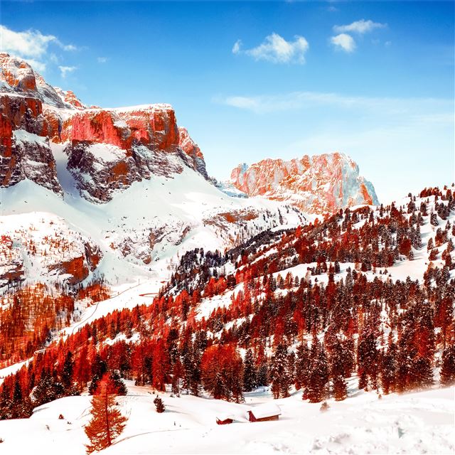 snow capped mountains red infrared dolomites 5k iPad Pro wallpaper 