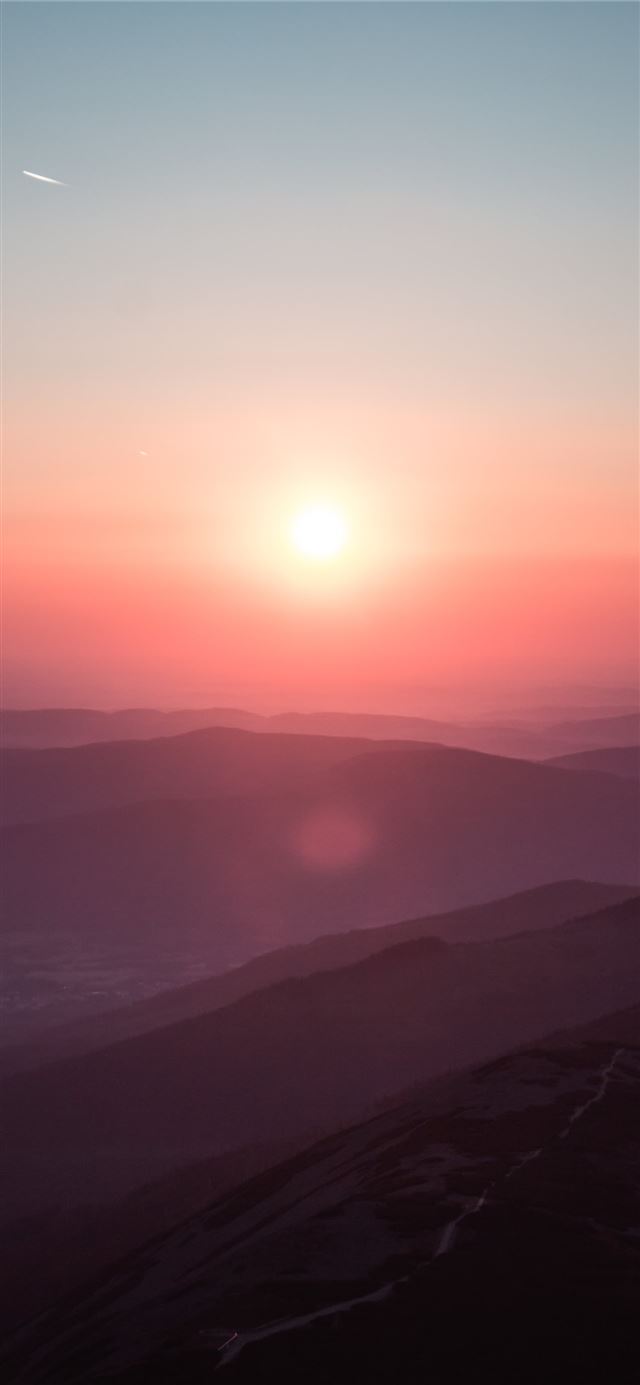 aerial view of mountain during golden hour iPhone 11 wallpaper 