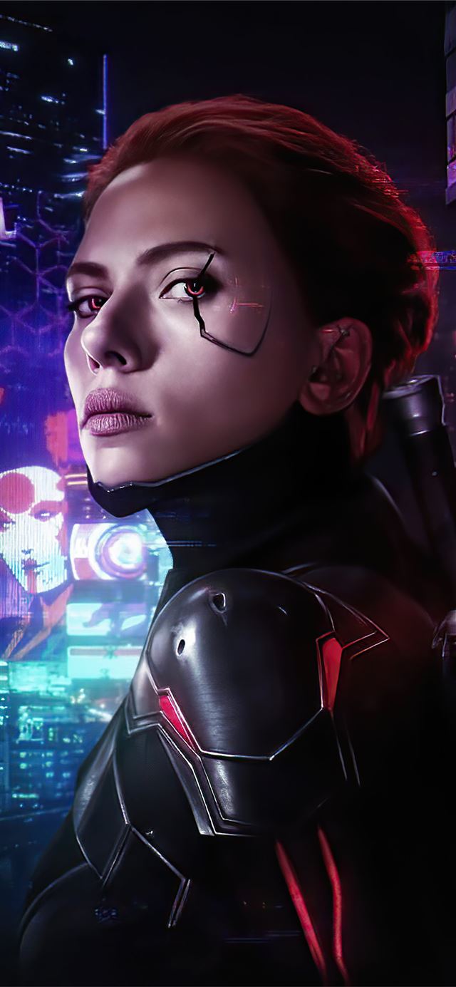 black widow cyborg 4k iPhone 11 wallpaper 