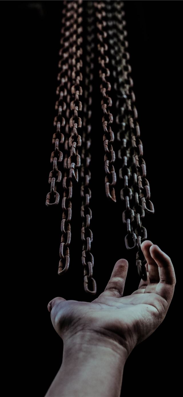 man's hand and chains iPhone 8 wallpaper 