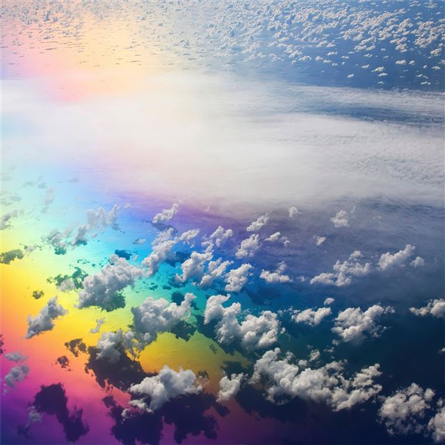 rainbow in clouds 4k iPad Air wallpaper 