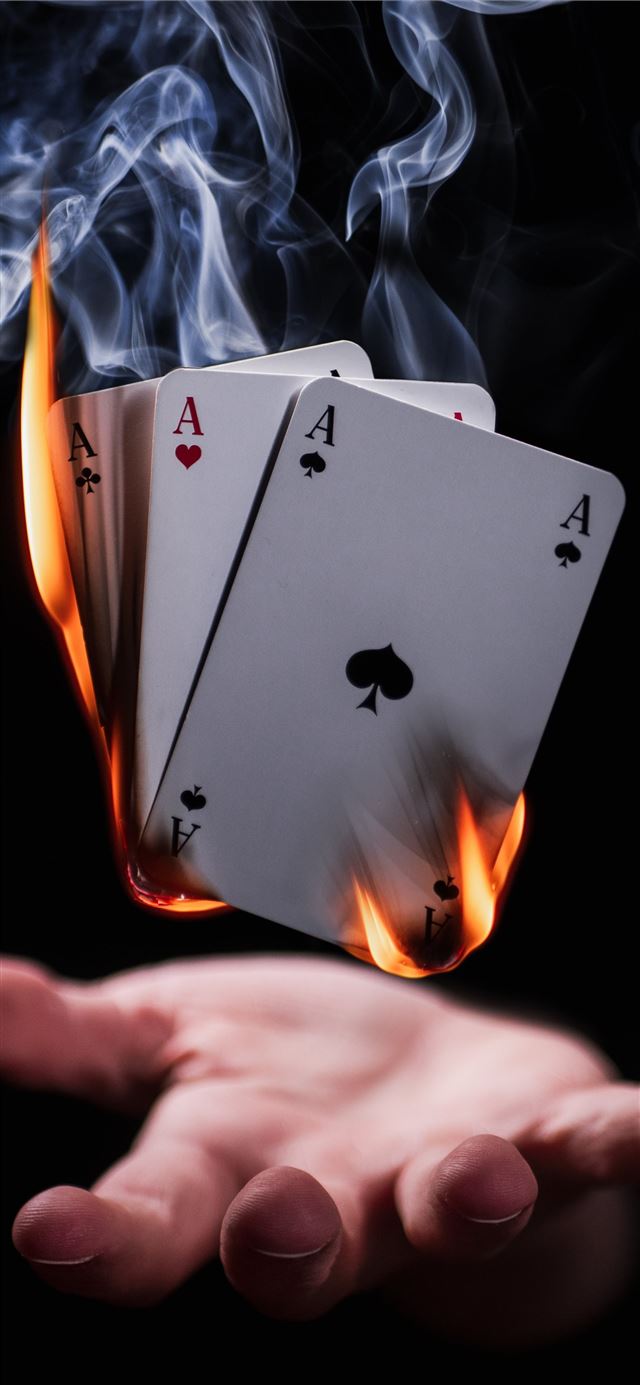burning playing cards iPhone 11 wallpaper 