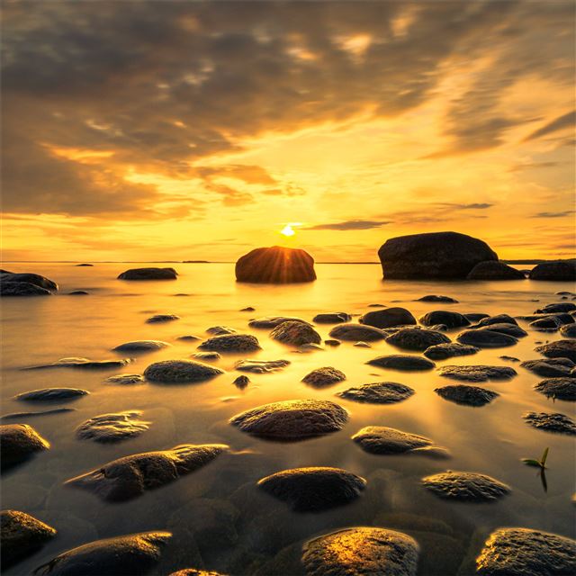 lakescape sunset 5k iPad wallpaper 