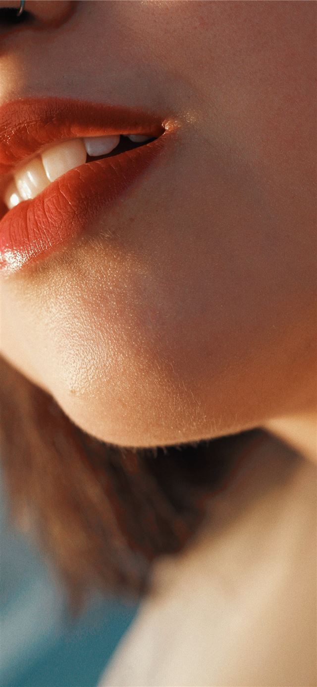 woman wearing red lipstick iPhone 11 wallpaper 