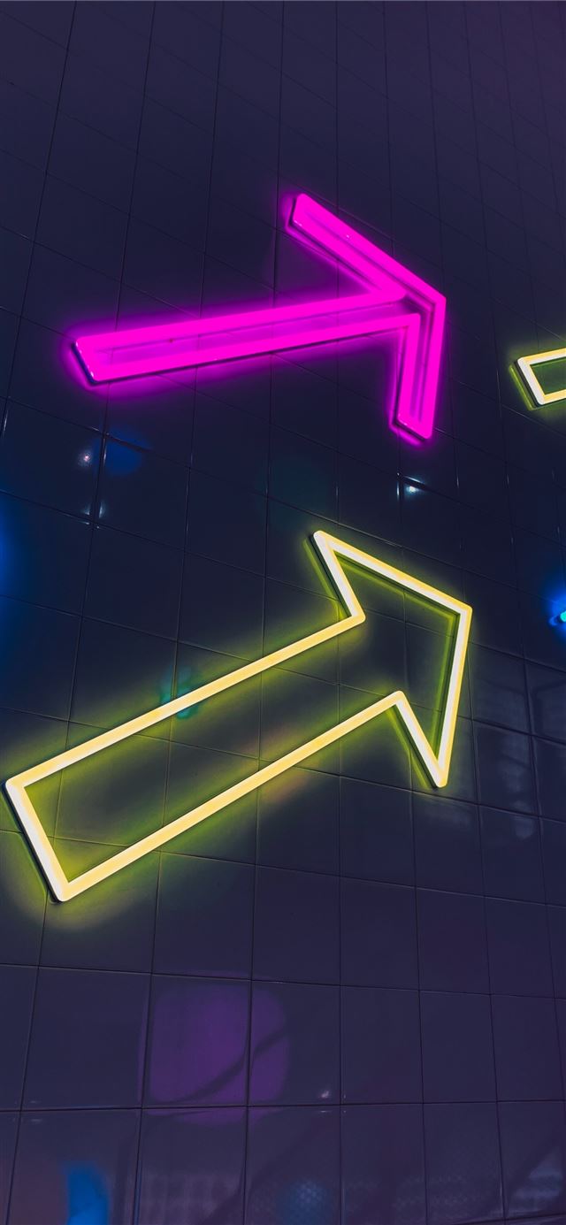 arrow neon signages iPhone 11 wallpaper 