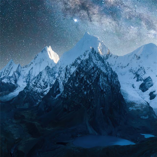 mountains peaks covered with snow 4k iPad wallpaper 