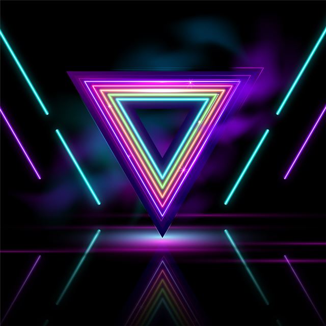 neon triangle abstract 8k iPad Pro wallpaper 