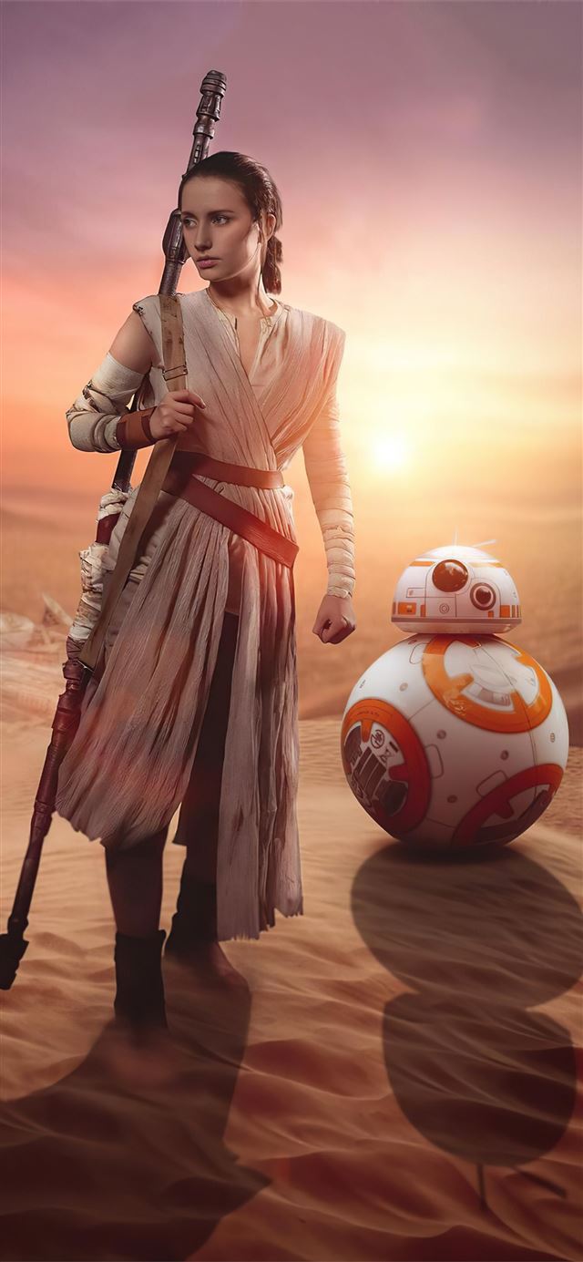 rey and bb8 cosplay 4k iPhone 11 wallpaper 