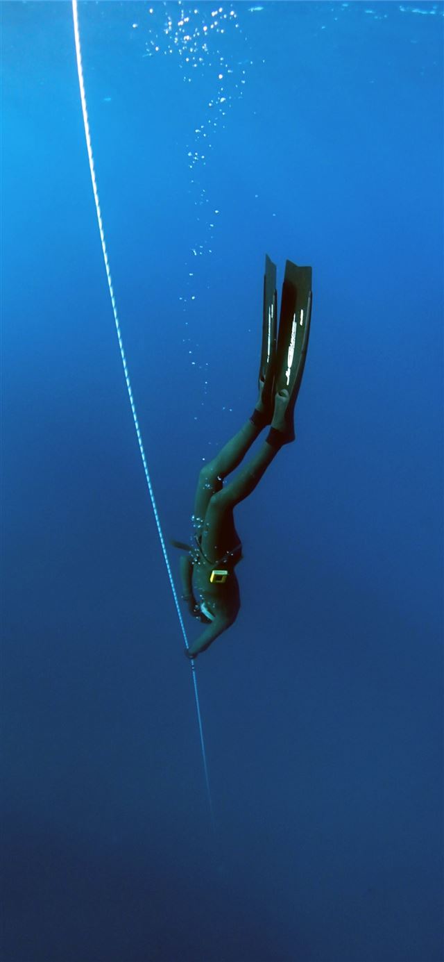 woman diving underwater iPhone 8 wallpaper 