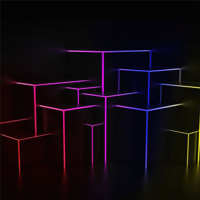 neon light cubes 4k iPad Pro wallpaper 